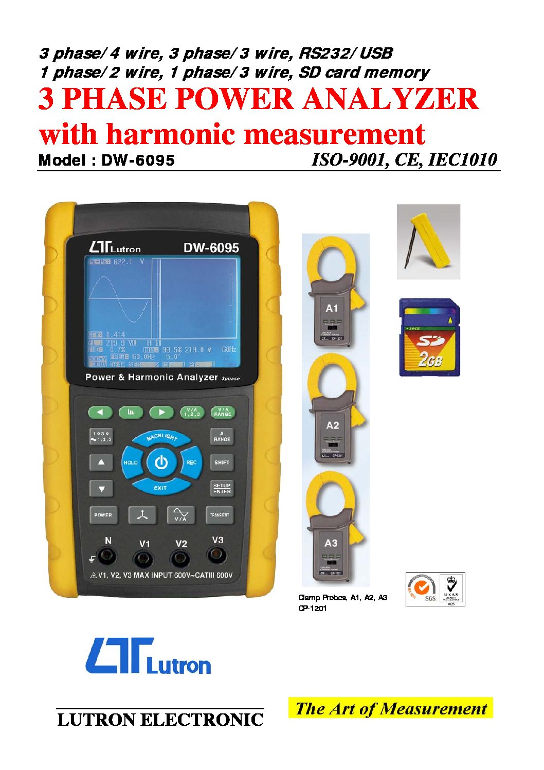 Lutron 3 Phase Power Analyzer with harmonic measurement DW-6095 